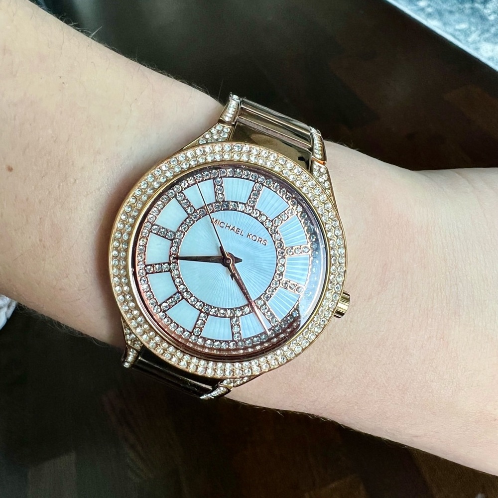 Rose Gold Watch With Pearl Face